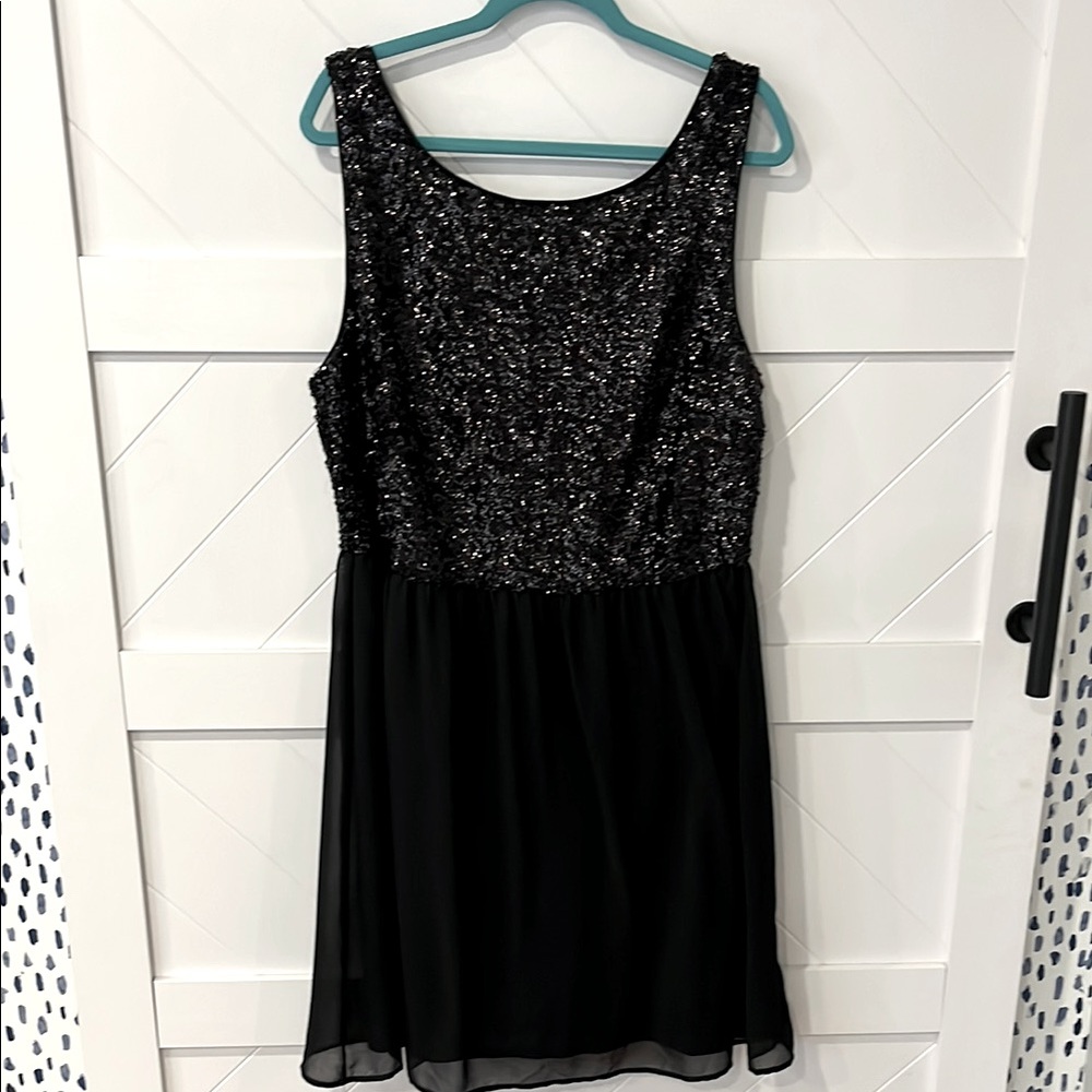 Black Sequin Sheath Mini Dress